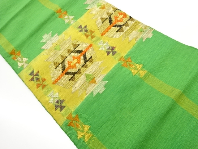 JAPANESE NAGOYA OBI / TSUMUGI / WOVEN GEOMETRIC